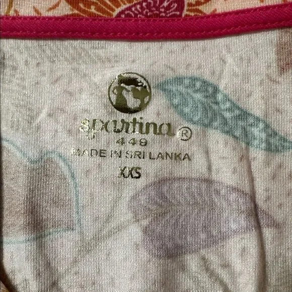 Spartina 449 XXS Botanic Garden Peach Pink Boho Floral Long Sleeve Sleep Shirt - Picture 14 of 16